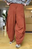 Made in Italy Cooper Needlecord Classic Barrel Leg Pant Auburn
